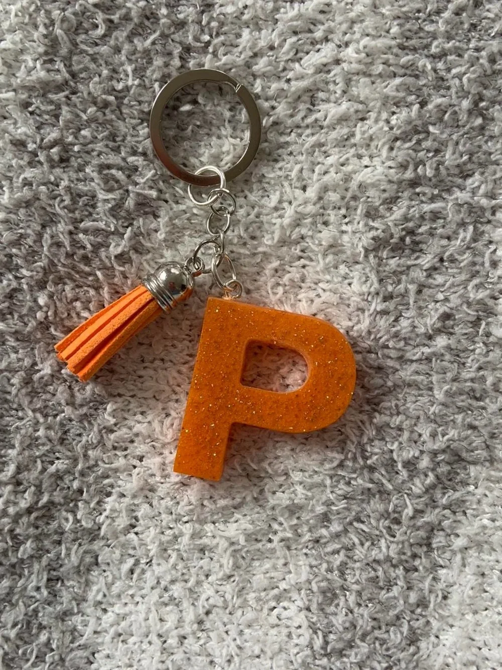 Initial P Tassel Keychain